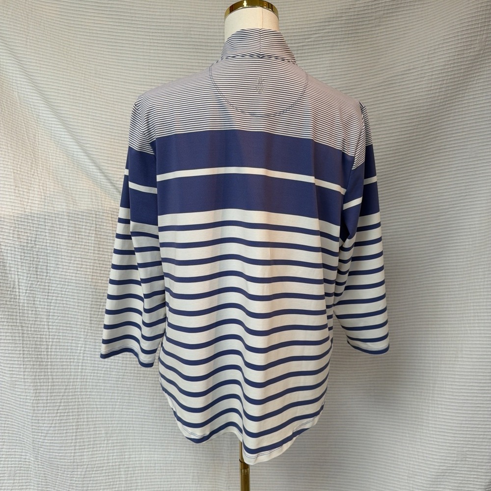 Tommy Bahama Navy Aubrey Sydney Stripe IslandZone Half-zip Mock Top Women XL - Picture 3 of 8